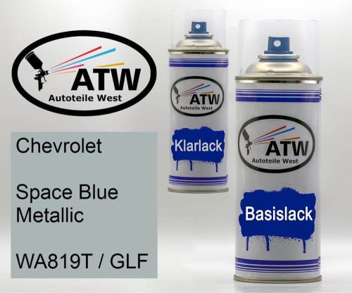 Chevrolet, Space Blue Metallic, WA819T / GLF: 400ml Sprühdose + 400ml Klarlack - Set, von ATW Autoteile West.